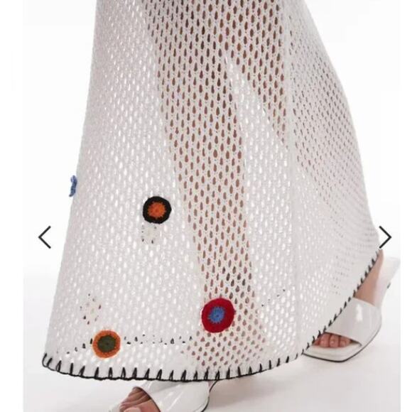 Topshop Maxi Skirt Floral Open Knit Crochet Size Small - Picture 2 of 4